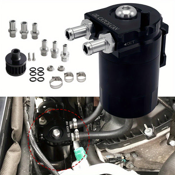 Oil Catch Can Kit, Reservoir Baffled Tank With Breather Filter Universal Aluminum