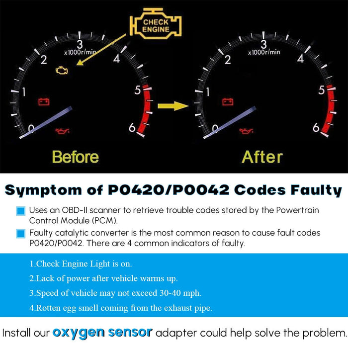 45° O2 Oxygen Sensor Spacer Fix P0420/P0042/P0430 Check Engine Light CEL Mini Catalytic Converter Generic