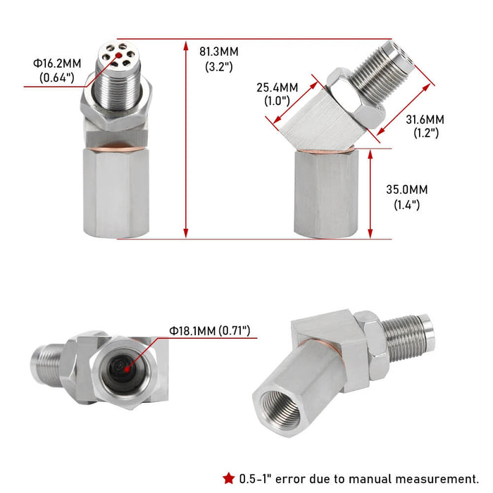 45° O2 Oxygen Sensor Spacer Fix P0420/P0042/P0430 Check Engine Light CEL Mini Catalytic Converter Generic