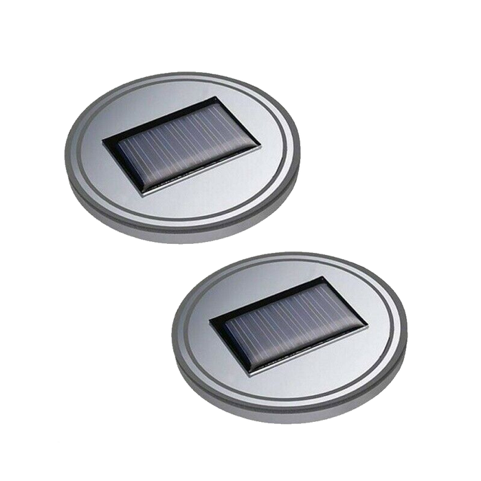 2PCS LED Solar Cup Pad Car Accessories Light Cover Interior Decoration Lights - Rokcar