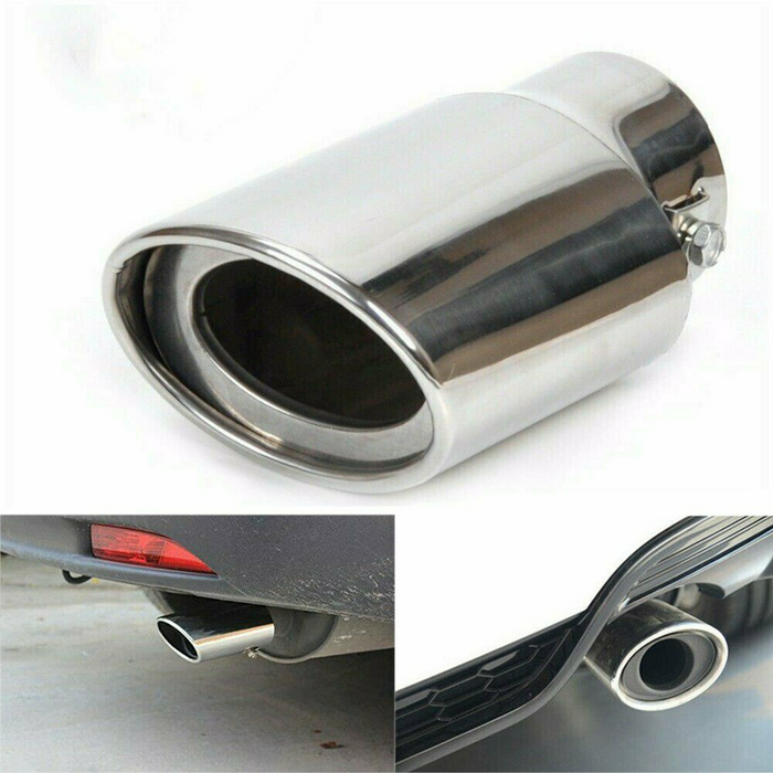 Chrome Car Stainless Steel Rear Exhaust Pipe Tail Muffler Tip Round Accessories - Rokcar