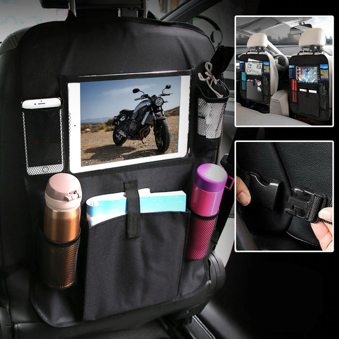 Car Back Seat Organizer With Phone Tablet Holder Touch Screen Pocket Storage