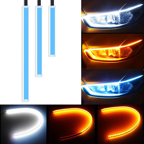 2PCS Ultrafine DRL Running Light Flexible Soft Tube Guide Car LED Strip Turn Signal - Rokcar