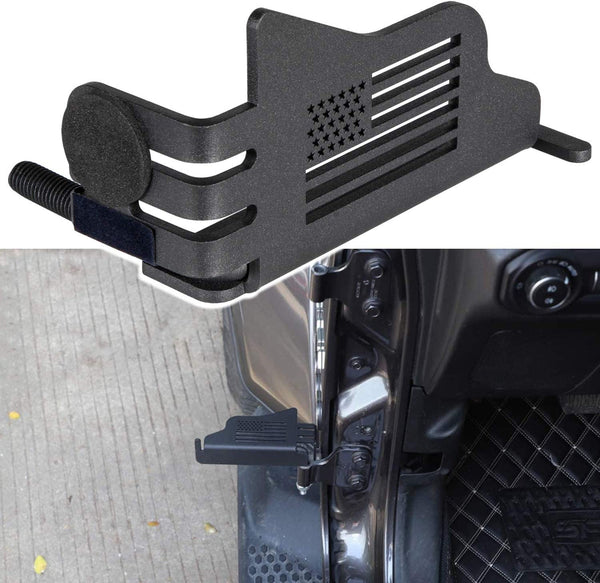 2pcs Steel Front Foot Pegs Rest Pedal Exterior Door Hinge with US Flag for 2007-2021 Jeep Wrangler JK JKU JL JLU