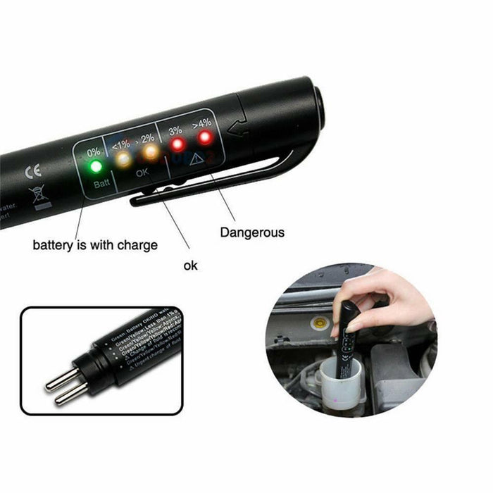 Brake Fluid Liquid Oil Tester Pen 5 LED Indicator Car Testing Tool for DOT3/DOT4/DOT5 - Rokcar