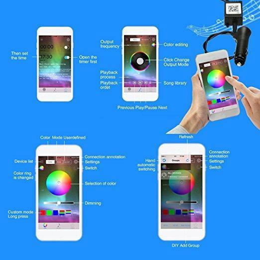RGB LED Neon Interior Atmosphere Light Wireless Android IOS Control - Rokcar