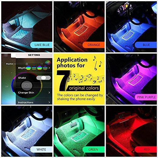 RGB LED Neon Interior Atmosphere Light Wireless Android IOS Control - Rokcar