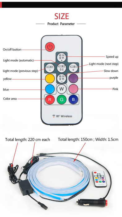 2PCS Car Door Streamer Lights Waterproof Car Flexible RGB Light Strip LED Lamp - Rokcar