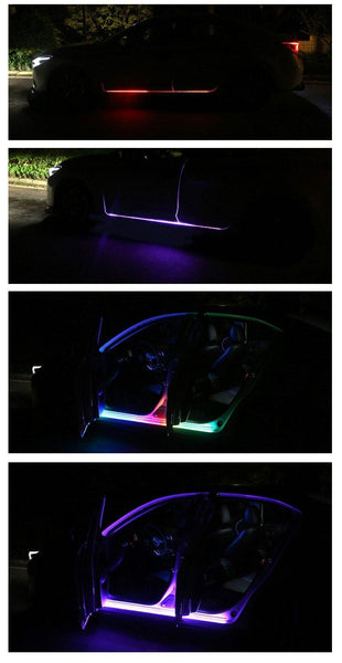 2PCS Car Door Streamer Lights Waterproof Car Flexible RGB Light Strip LED Lamp - Rokcar