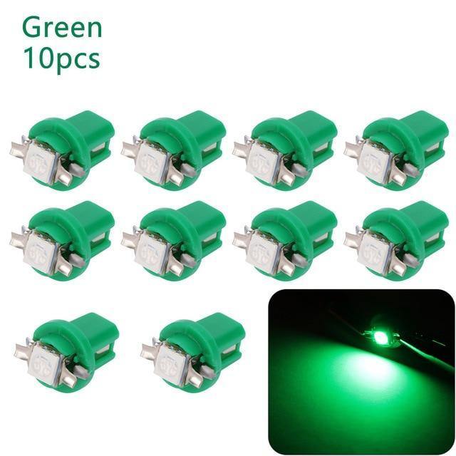 10PCS T5 B8.5D 5050 Car Dashboard Instrument Interior LED Light Bulbs Accessories - Rokcar