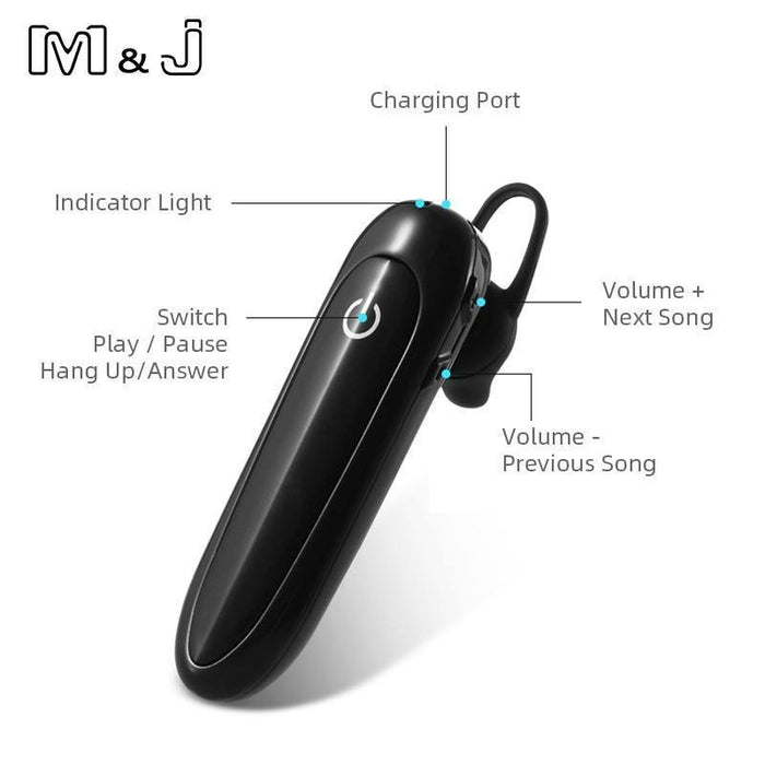Wireless Earphone 24 Hours Play Business Bluetooth Headset Car Hands Free With Mic - Rokcar