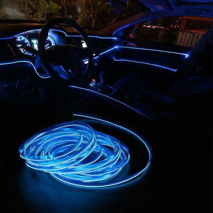 16.5FT LED Car Interior Decor Atmosphere Wire Strip Blue Light Lamp Accessories - Rokcar