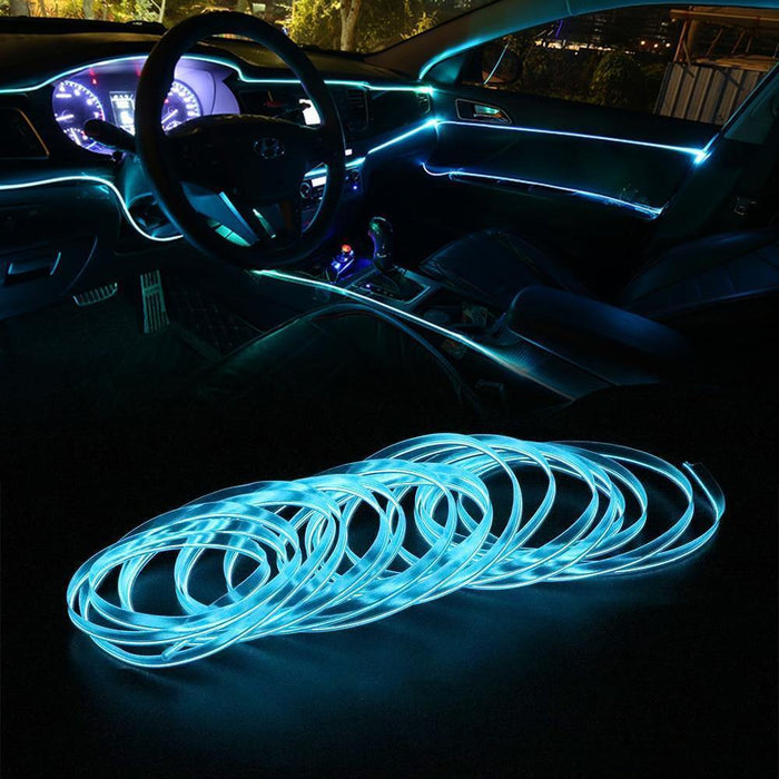 16.5FT LED Car Interior Decor Atmosphere Wire Strip Blue Light Lamp Accessories - Rokcar