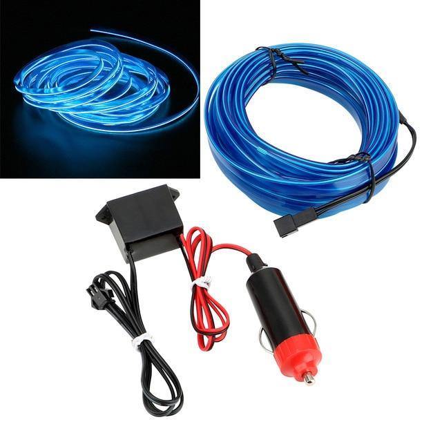 16.5FT LED Car Interior Decor Atmosphere Wire Strip Blue Light Lamp Accessories - Rokcar