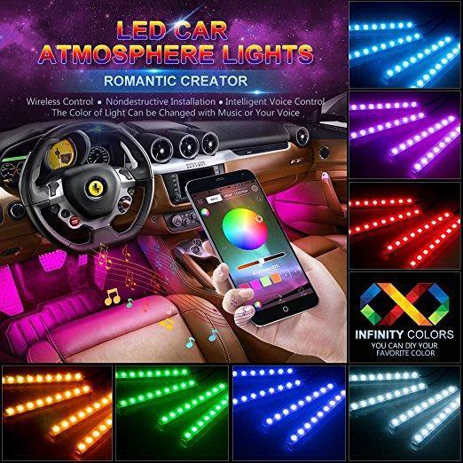 RGB LED Neon Interior Atmosphere Light Wireless Android IOS Control - Rokcar