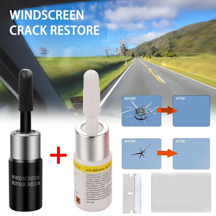 2 Pack Car Automotive Glass Nano Repair Fluid Kit Window Glass Crack Chip Repair - Rokcar