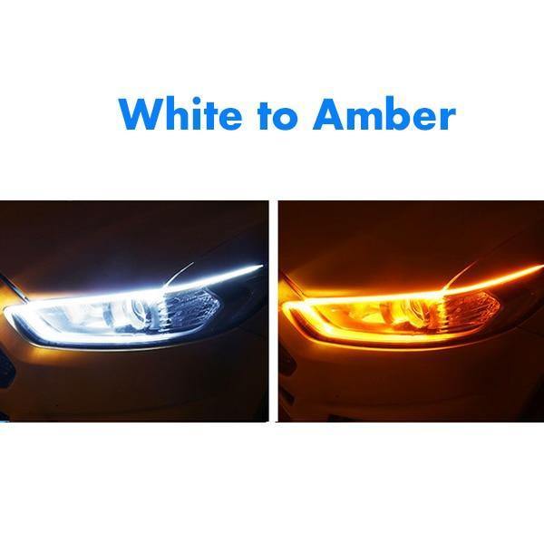 2PCS Ultrafine DRL Running Light Flexible Soft Tube Guide Car LED Strip Turn Signal - Rokcar