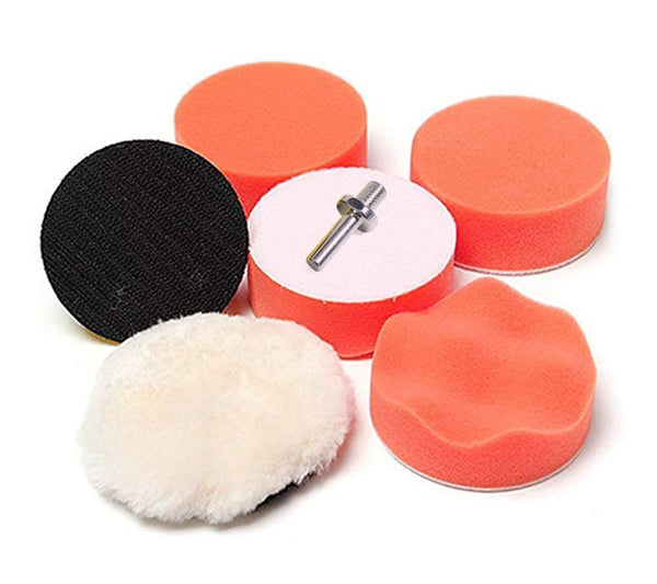 7PCS 3" Polishing Sponge Pad 1/4" Drill Adapter Kit for Car Auto Polisher Buffer - Rokcar