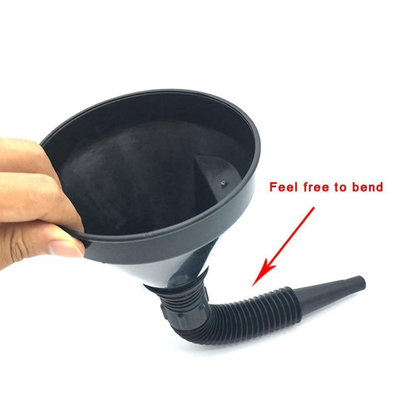 2 in 1 Car Black Plastic Flexible Can Spout Filter Gas Oil Water Fuel Funnel - Rokcar