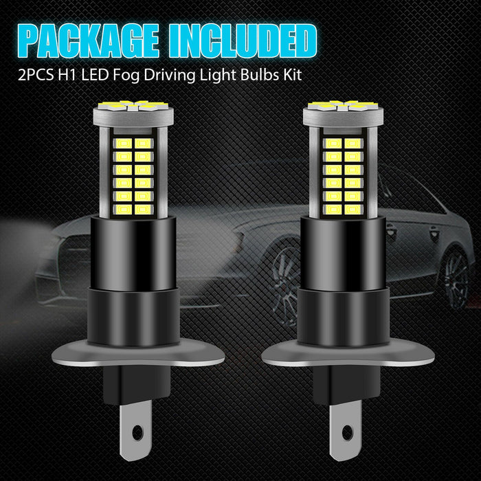 2Pcs H1 57-SMD 6000K Super White 100W 3200LM LED Fog Driving DRL Bulbs Lamp Kit