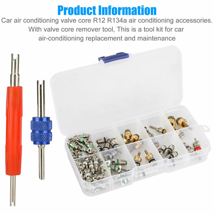 102pcs R12 & R134a A/C Car Vehicle Air Conditioner Valve Core Remover Tool Kit