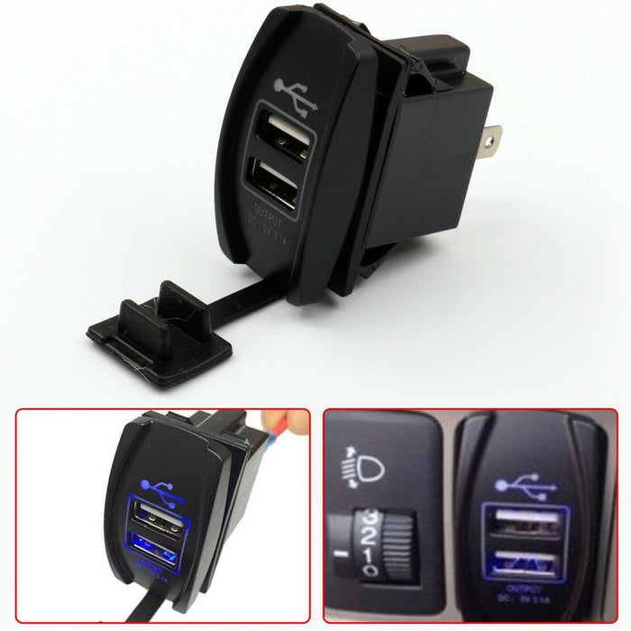 12-24V 3.1A Dual LED USB Car Auto Power Supply Charger Port Socket Waterproof