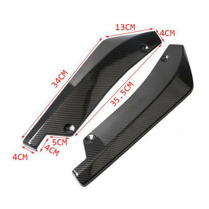 2PCS Car Auto Carbon Fiber Rear Bumper Lip Diffuser Splitter Canard Protector Top