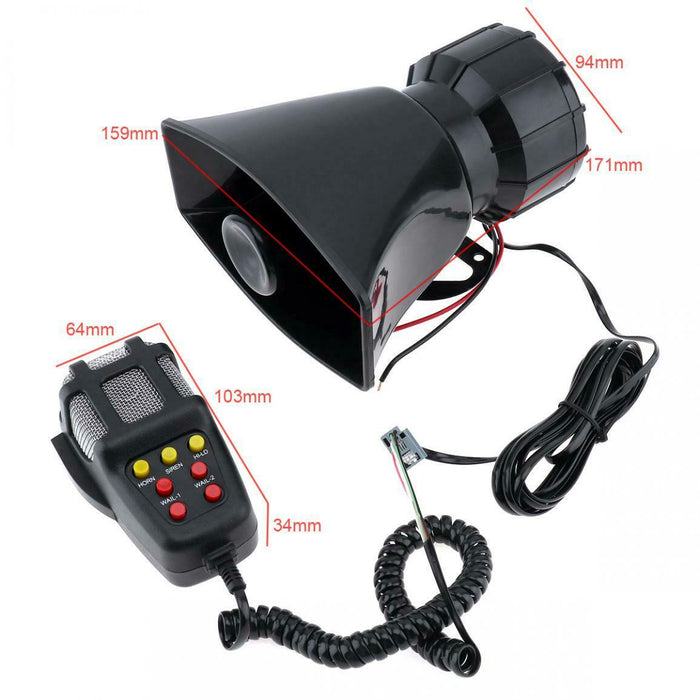 12V 7 Sound Loud Car Warning Alarm Siren Horn PA Speaker Loudspeaker MIC System