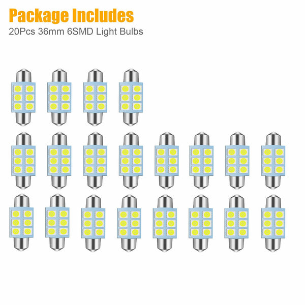 20PCS Super White 36MM Festoon Dome Map Interior LED Interior Light Bulbs DE3425