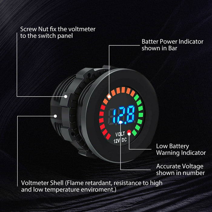 12V LED Digital Voltmeter Voltage Meter Battery Gauge Car Boat Marine Waterproof