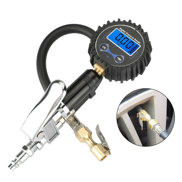 200 PSI LCD Digital Pressure Gauge Air Tire Inflator Air Chuck for Car Vehicles