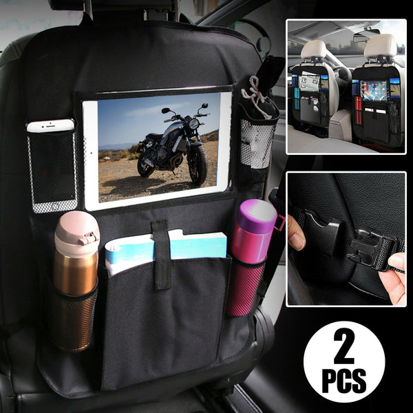 Car Back Seat Organizer With Phone Tablet Holder Touch Screen Pocket Storage