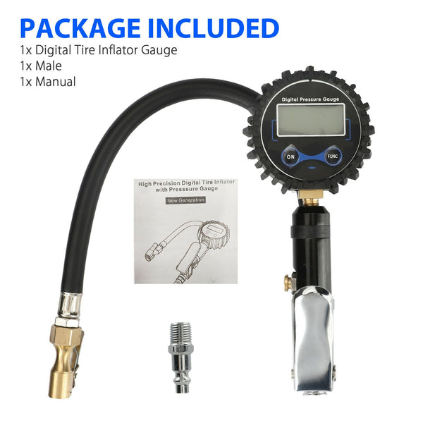 200 PSI LCD Digital Pressure Gauge Air Tire Inflator Air Chuck for Car Vehicles