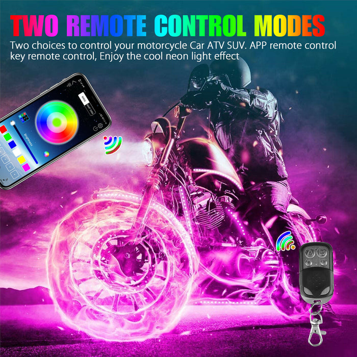 16X Wireless Bluetooth Motorcycle ATV RGB 180LED Under Glow Light Strip Neon Kit