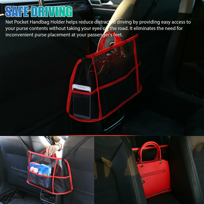 Car Mesh Organizer Bag Net Pocket Handbag Seat Side Storage Organizer Universal