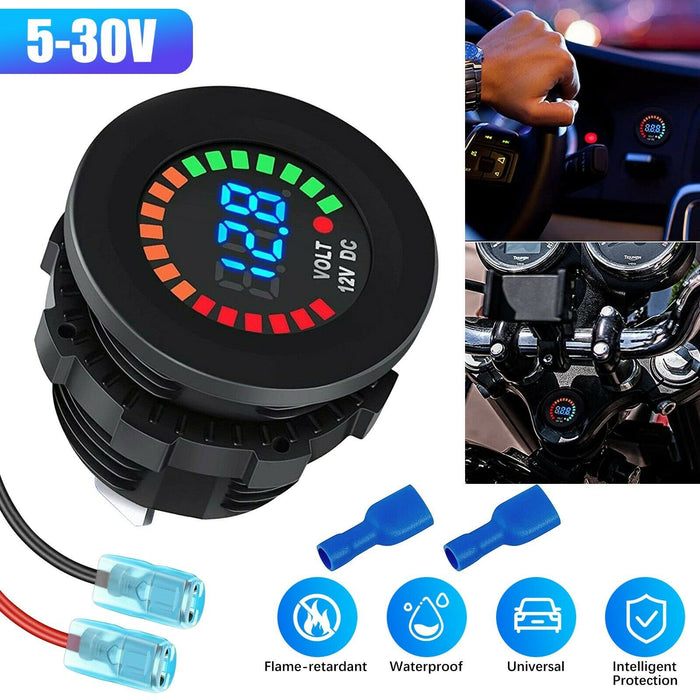 12V LED Digital Voltmeter Voltage Meter Battery Gauge Car Boat Marine Waterproof