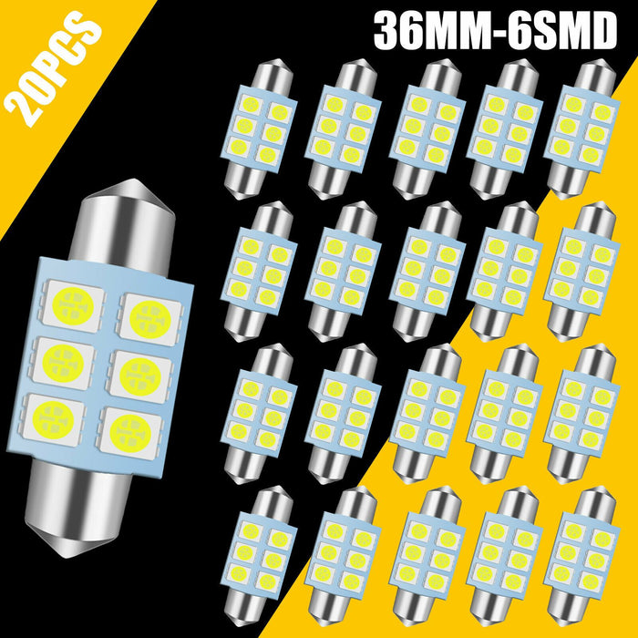 20PCS Super White 36MM Festoon Dome Map Interior LED Interior Light Bulbs DE3425